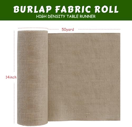 Shatex 14''x150ft Burlap Table Runner, High Density Burlap Roll for Rustic Wedding ,Outdoor Tables, Farmhouse Style Party, Home Decor for Christmas Festival Wedding Celebrate, 1roll 50yard - Image 2