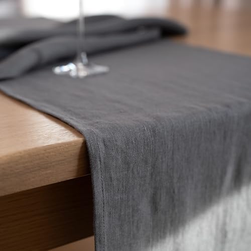 Linen Table Runner 90 inches Long - 100% Pure Linen Flax - Stonewashed European Linen Table Runner (Ash Grey, 14 x 90 Inch) - for Dining, Fall, Autumn, Thanksgiving - Image 4