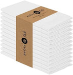 Native Fab Set of 12 Cotton Cloth Napkins, 18 x 18 inch, Hemstitched Edges with Mitered Corners, Soft, Absorbent, Reusable Table Linen Napkins for Wedding, Events, Lunch, Dinner, Parties - White by NativeFab