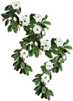 Serene Spaces Living Artificial Magnolia Leaf Garland and Wreath, Ideal to Hang at Wedding, Store Display, Window Sill, Fall Decor, Holiday Décor (72" Magnolia Garland with White Blooms - 2pcs) by SereneSpacesLiving