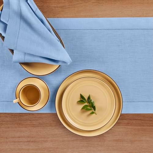 Solino Home 100% Pure Linen Dining Table Runner Cornflower Blue, 14 x 48 in - Image 4
