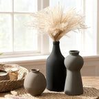 Ceramic Vase Set of 3, Nordic Minimalist Multicolor Vases Home Decor, Rustic Farmhouse Decor Pottery Vases for Bouquet Pampas Grass Dried Fresh Flowers, Living Room, Kitchen, Bedroom, Entryway Mantel - Image 5