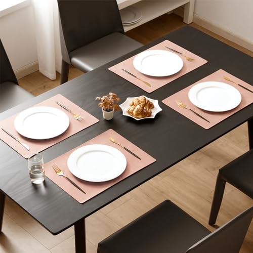 MOSAYT Vinyl Faux Leather Placemats, Set of 8, Pink - Image 2
