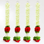 Divyakosh Set of 4 Wall Hangings -20 INCH for Home Decoration, Diwali Decor, Red Flower, Handmade Diwali Decoration Psychedelic Wall Hanging, Door Valance Hangings - Image 6