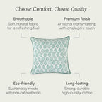 CPC Sea Green Block Print Throw Pillow Covers 18x18 Inch, Set of 2 - Image 6
