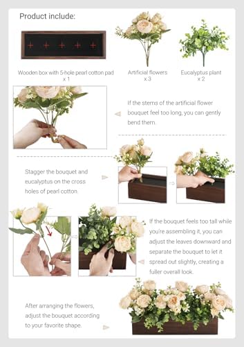 Dahey Artificial Flowers in Wood Box, Fall Centerpieces for Table Decor - Image 7