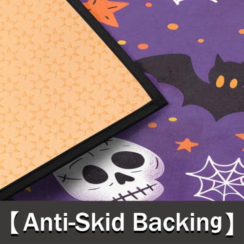 Skull Web Pumpkin Door Mat for Indoor Entrance Half Round Doormat Door Mats Absorbent Welcome Mats 24" x 36" Floor Mats Non-Slip Entryway Rug for Home Bathroom - Image 3