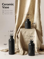 LE TAUCI Ceramic Vase Set of 3, Black Speckled Flower Vases for Fresh or Dried Flowers, Modern Farmhouse Home Decor for Coffee Table, Mantel, Shelf, Entryway, Distressed Iron Black - Image 3