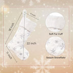 CARAKNOTS White Christmas Stockings 5 Pack, Large Faux Fur Silver Snowflake - Image 6
