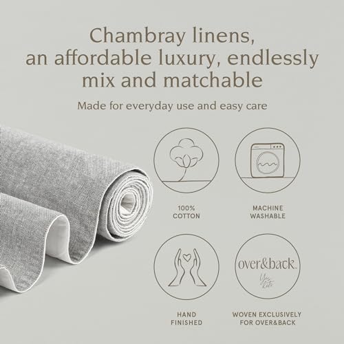 Over&Back 18x108 Woven Chambray Cotton Table Runner - Washable Table Runners for a Custom Home Decor Tablescape - Coffee Table, Dinner Table, Living Room - Grey - Image 2