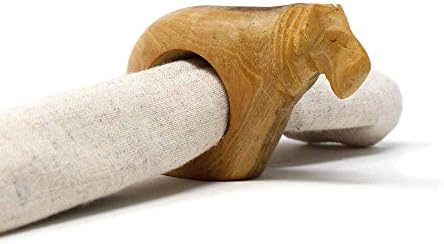 Global Crafts Handcarved Mahogany Wooden Napkin Ring Holders, Lion, Set of 6 (KWF012_L) by Global+Crafts