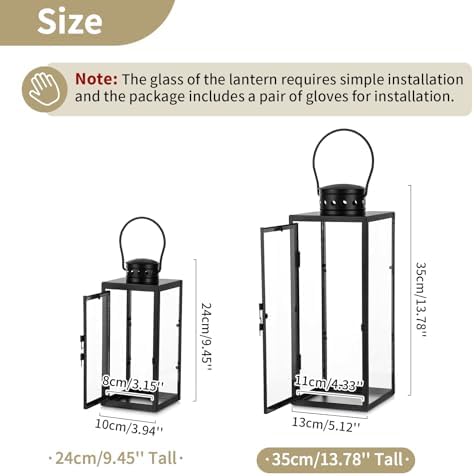NUPTIO Large Lantern Decorative Indoor, 13.8 inch Tall Metal Floor Lantern - Image 6