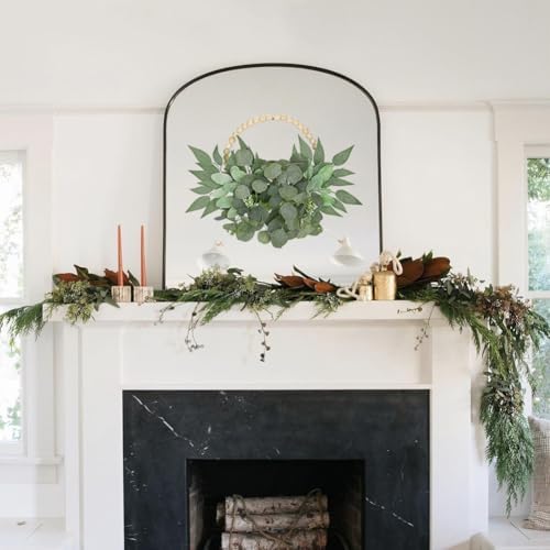 Artificial Eucalyptus Wreaths with Wood Bead for Front Door 10" Eucalyptus Leaves Wreaths Spring Summer Decoration Boho Farmhouse Wall Decor 2 Pack - Eucalyptus - Image 7