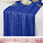 24 Pack Roal Blue Cheesecloth Table Runner 17"x108" Boho Gauze Fabric Table Runner Vintage Rustic Sheer Runners for Wedding Party Bridal Baby Shower Table Decorations - Image 6