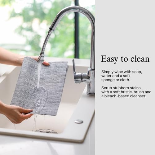Placemats Set of 12 - Easy Clean Woven Vinyl Placemats for Dining Table, Indoor/Outdoor Place Mats, Washable PVC Table Mats（Gray） - Image 4