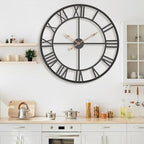 Pytha Sight 36 Inch Black Metal Roman Numerals Extra Large Giant Wall Clock - Image 5
