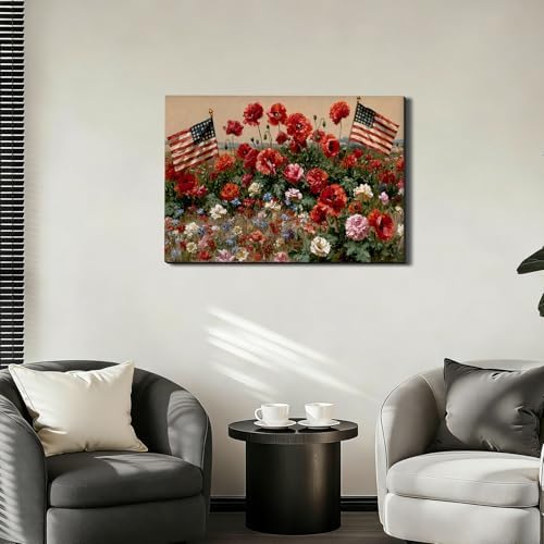 Ship Next Day – Independence Day Canvas Wall Art, Patriotic Pictures, USA Flag Canvas Prints, Framed Canvas Wall Decor, Americana Farmhouse Artwork, Living Room Canvas Art - Image 7