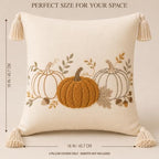 Fall Pumpkin Pillow Covers 18x18 Set of 2, Boho Neutral Pumpkin Decor - Image 3