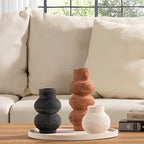 Ceramic Vase Home Table Decor - Flower Vase Set of 3 Living Room Kitchen Decorations Farmhouse Modern Rustic Vases Decorative Centerpiece for Shelf Bedroom Office Bathroom Dining Coffee Desk - Image 4