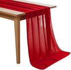 MDS Pack of 25 | Red | 10ft Chiffon Table Runner 29x120 Inches Long Romantic Rustic Sheer Gauze Runner for Wedding Bridal Shower Birthday Banquets Engagement Spring Easter Boho Decorations by MDS