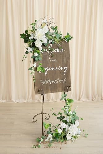 Ling's moment Welcome Sign Flowers, Wedding Floral Swag, Lily Valley White - Image 5