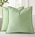 decorUhome Soft Chenille Throw Pillow Covers 24x24 Set of 2 Sage Green by decorUhome