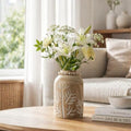 Room Decor Flower Vase，Farmhouse Wood Vases Home Decor，Living Room Centerpieces for Tables Decorations,Ceramic Flower Pot for Shelf Kitchen Counter,Laundry Office House Bedroom Cottage Core Decor by Jhumeg