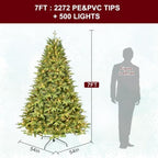 Treepool 7FT Prelit Artificial Christmas Tree, 2272 PE/PVC Tips, 500 Lights - Image 6
