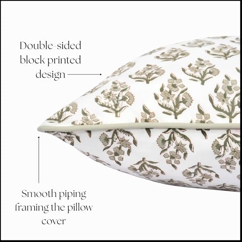 Set of 2 Pillow Covers 20x20 inches Floral Pillow Covers Green Farmhouse Pillow Covers for Living Room Couch Bed Throw Pillow Covers Boho Home Decorative Pillow for Spring Summer - Image 6