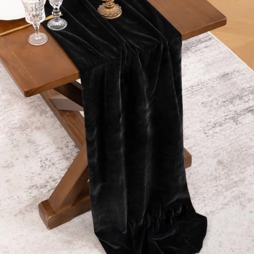 4 Pack Black Velvet Table Runner Cloth Fall Luxurious Wedding Party Decor - Image 3