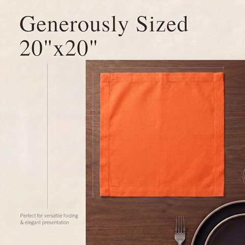 Urban Villa Cloth Napkins Cotton 20x20 (Set of 12) Orange - Image 6