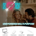 I Heart U Neon Sign 16 × 10in LED Heart and Arrow Wall Light Dimmable - Image 5