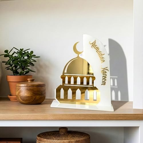 iwa concept Ramadan Kareem Table Decor, Islamic Mosque Statue with Acrylic Design, Freestanding Modern Islamic Home Decoration for Ramadan and Eid - Image 4