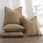 MIULEE Khaki Boho Linen Decorative Pillow Covers 24x24 Inch Pack of 4 - Image 5