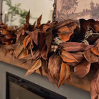 Brown Magnolia Leaf Garland, 6ft Realistic Magnolia Leaf Garland, Artificial Fall Magnolia Leaves Garlands, Waterproof Fall Decorations for Home, Fireplace, Porch (2Pcs) - Image 4