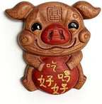 Hand-carved Sculptures, Chinese Zodiac Wooden Carvings, Hand-Carved Wood Sculptures for Home Decor & Gift(Pigs) by Unknown