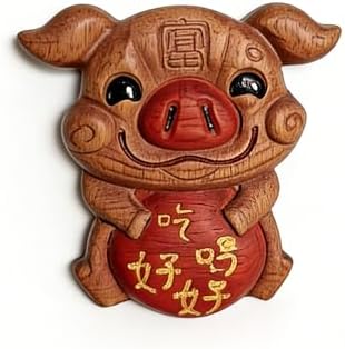 Hand-carved Sculptures, Chinese Zodiac Wooden Carvings, Hand-Carved Wood Sculptures for Home Decor & Gift(Pigs) by Unknown