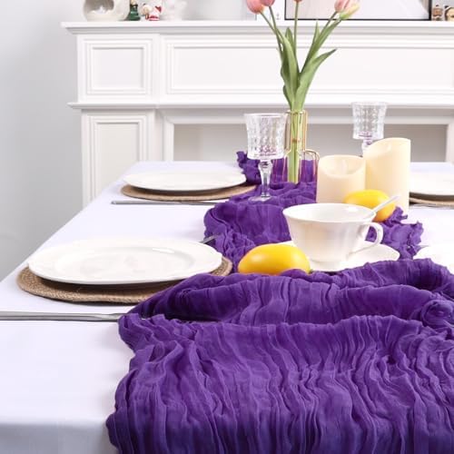 12 Pack Dark Purple Cheesecloth Table Runner 23 x 120 Inch 10Ft - Image 5