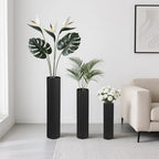 Black Tall Floor Vase - Set of 3 Large Metal Decorative Vases - Image 2