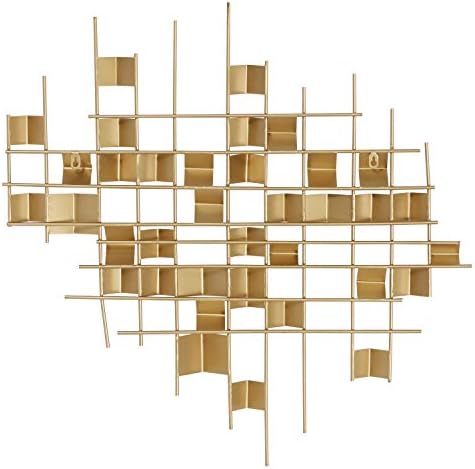 CosmoLiving by Cosmopolitan Metal Geometric Home Wall Decor 3D Folded Stripes Wall Sculpture, Wall Art 32" x 2" x 32", Gold - Image 7
