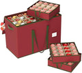160-3” Large Christmas Ornament Storage Box, Dual Zippers, Stackable Christmas Storage Container with Lid, 6 Trays, 600D Oxford, 160-3”, Red by Unknown