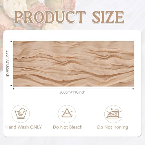 20 Pack Beige Cheesecloth Table Runner 20 x120 Inch - 10FT Boho Rustic Gauze Cheese Cloth Table Runner for Wedding, Anniversary, Baby Shower, Easter, Spring Home Decor - Image 3