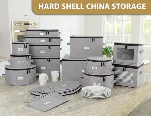 Stack Store Plus More China Storage Set for Plates, Cups and Mugs - 5 pc set - Hard Shell and Stackable, Fully Padded Interior, 48 Plate Dividers Included - Image 6
