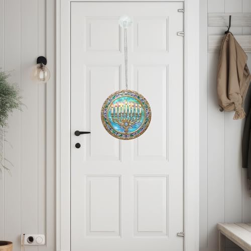 Hanukkah Menorah Jewish Suncatcher Acrylic Hanging TQN3990AS, 8in - Indoor, Outdoor, Home Decor, Window Suncatcher Hanging Decorations - Image 7