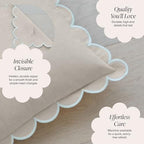 BEBE BASK Scalloped Pillow Cover Set of 2, 18x18, Cotton - Natural - Image 4