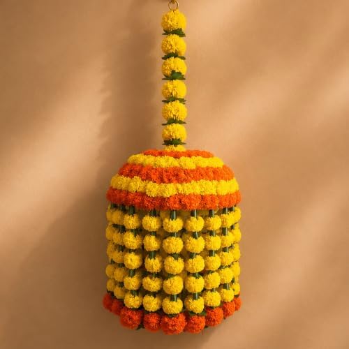 LoveNspire Jumbo Artificial Marigold Flowers Jumbo Jhoomar Indian Themed Party Decorations Wedding Diwali Navratri Puja Decor Day of the Dead Dia De Los Muertos Ofrenda Mexican Fiesta Halloween by LOVENSPIRE
