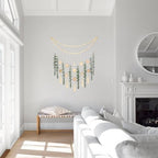 Artificial Eucalyptus Wall Decor with Wicker Ball Natural Boho Home Decorations Hanging Wooden Bead Garland for Large Bedroom Bathroom Living Room, 32 x 32 Inch - Image 7