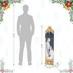 Glitzhome 42"H Christmas Double Sided Nativity Porch Sign,Wooden Porch Decor with Gold "JOY to the World", Xmas Welcome Sign for Front Door Indoor Outdoor Holiday Decorations - Image 3