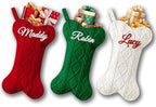 Personalized Dog Christmas Stockings 3 Pack, Custom Name Knitted Christmas Stockings, 16.9” Large Xmas Stocking for Dogs Cats Pets, Bone Shape Fireplace Hanging Holiday Xmas Party Decoration by Bianspz