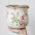 Xiaan Jiaju Shabby Chic Flower Pot, 6.11 Inch Ceramic Planter with Drainage for Indoor Plants, Vintage Ceramic Vase, Country Chic Spring Garden Home Decor, Pink Rose Floral - Image 3